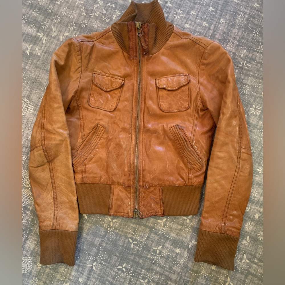 Women’s Miss Top Gun Leather Bomber Jacket, Xs, Butte… Gem